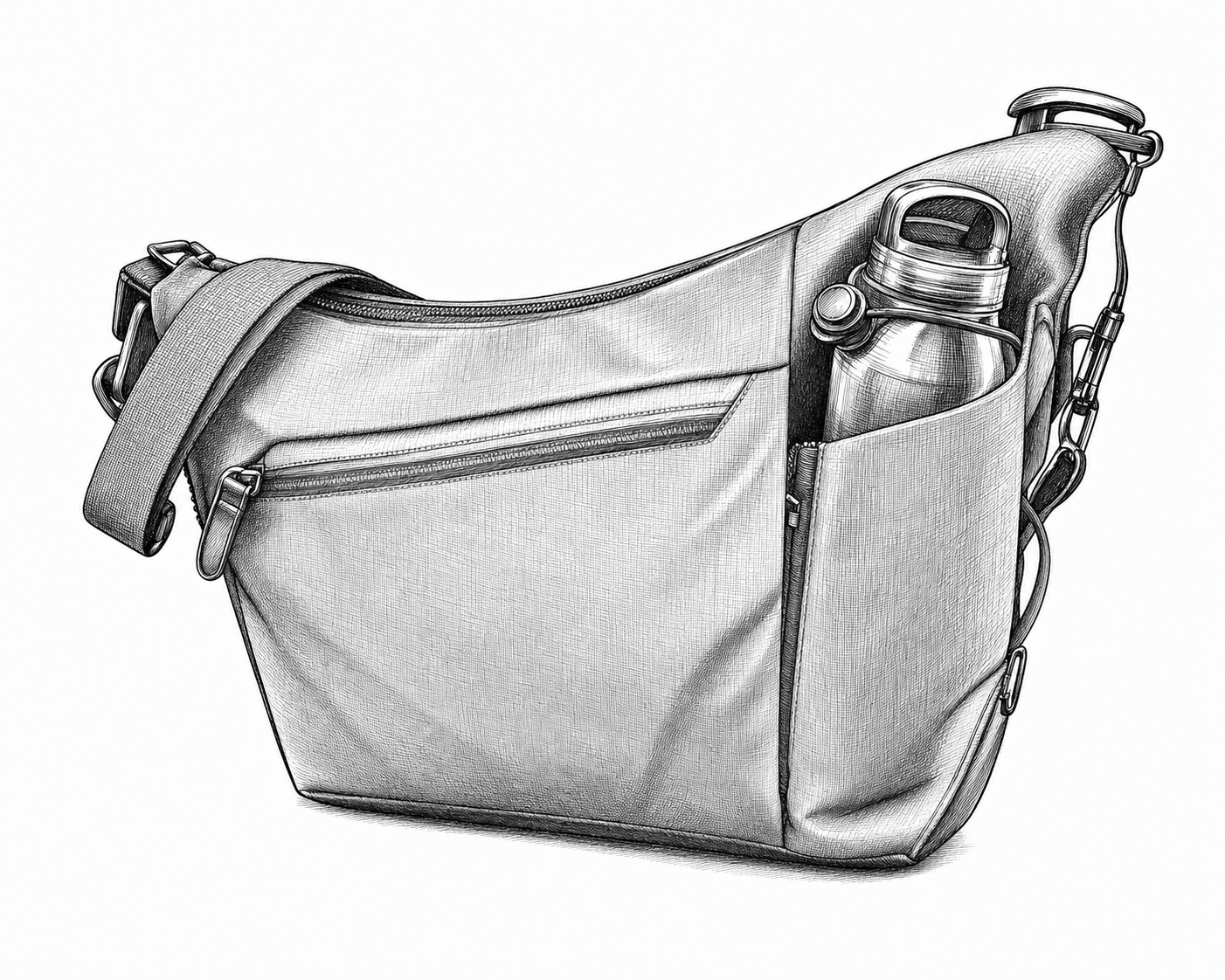 Alpaka Flow Satchel 4L pen-and-ink sketch