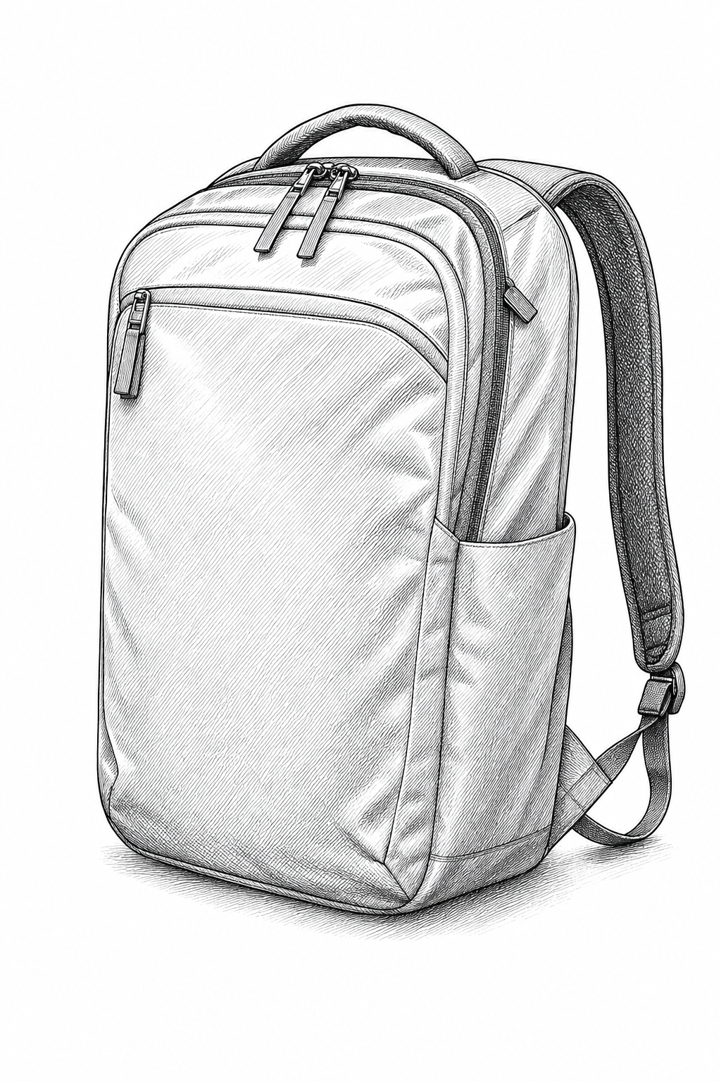 Toshi 21L backpack pen-and-ink sketch