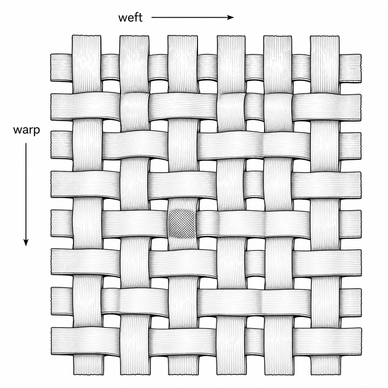 Macro top-down view of polypropylene tape plain weave 6x6 grid